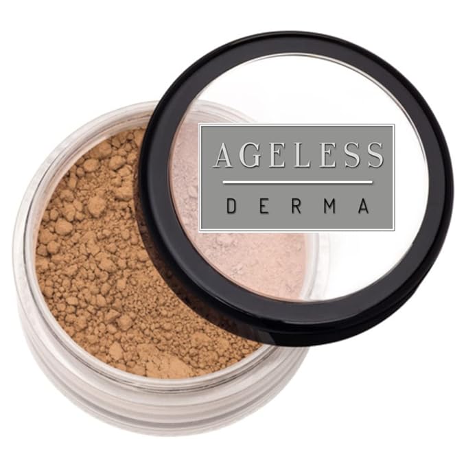 Mineral Face Powder Foundation Makeup. Natural Full Coverage Loose Foundation with Vitamin and Green Tea. Made in USA