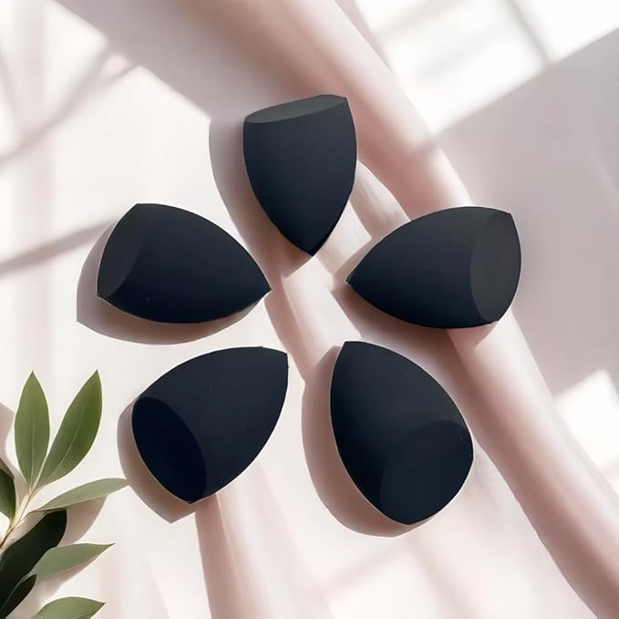 12 Pcs Black Makeup Sponges for Foundation Bulk Latex-Free Reusable big Beauty Sponge Blender Cosmetic Applicator For Powder Cream and Liquid Makeup Tools Set