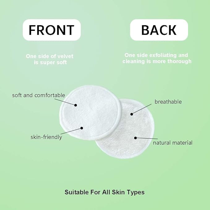 28 Pack Reusable Makeup Remover Face Pads with Laundry Bag Washable Soft and Comfortable Cleaning Face Skin,Washable Bamboo Cotton Rounds White