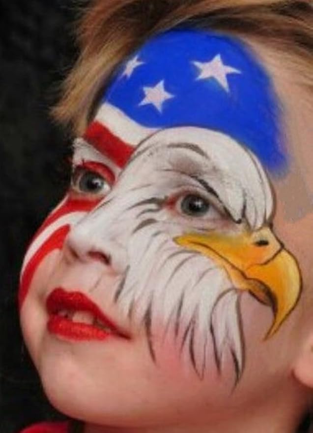 Go Ho Red White and Blue Face Paint Palette,Washable Patriotic 4th of July Face Body Paint,4th of July Accessories ,USA Independence Day Face Painting Kit for Independence Day Makeup