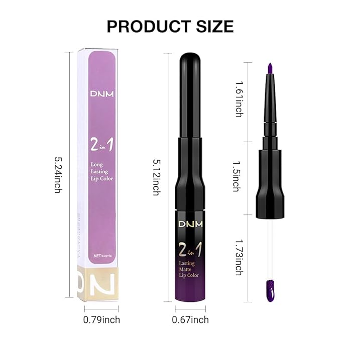 evpct 1Pcs Purple Matte Lip Liner & Liquid Lipstick Stain Makeup Set for Women, Purple Lip Liner Stain Long Lasting Waterproof Smudge Proof, Cruelty Free Lip Stick Makeup 24 hours originales, 52