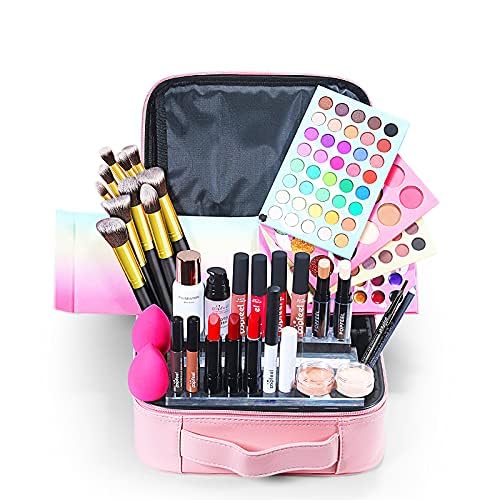 All-in-One Makeup Gift Set Carry All Makeup Kit for Women Full Kit With Makeup Case Lipgloss Lipstick Concealer Blush Foundation Face Powder Eyeshadow Palette Cosmetic Palette #1