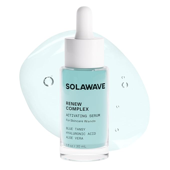 Solawave Renew Complex Red Light Therapy Activation Serum for Face & Neck | Pairs with LED Facial Wand Device | Hydrates & Plumps the Skin | Blue Tansy, Aloe Vera, Hyaluronic Acid (1 Oz)