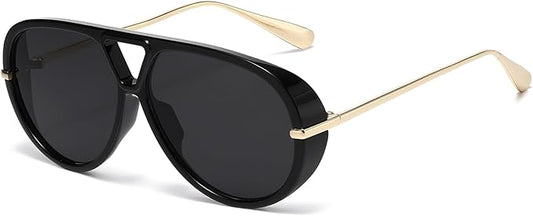 AIEYEZO Oversized Aviator Sunglasses Women Men Fashion Retro Big Frame Sun Glasses Designer Ladies Shades