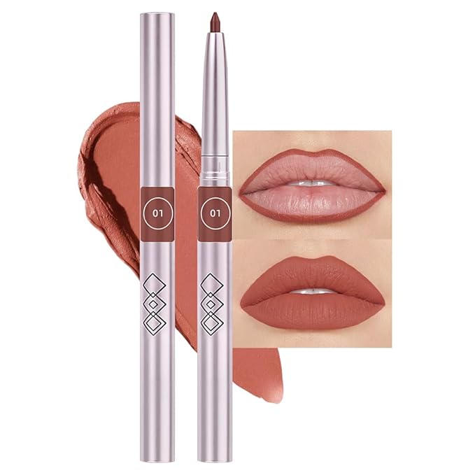 Retractable Lipliner Pencil Waterproof Makeup for Lip Liner and Eye Liner, Smooth and Creamy, Long Lasting Matte Finish, Vegan Beauty, Matte Velvet Pigmented Lip Liner, (01#Cream Orange, 1)