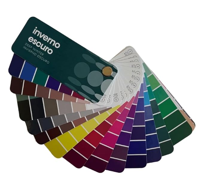 Multilingual Deep Winter Palette Color Fan by Studio Immagine, Personalized Color Guide for Cost Saving, Smart Shopping, Outfit & Wardrobe Planning; Invierno Oscuro/Inverno Escuro