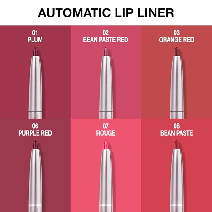 Retractable Lipliner Pencil Waterproof Makeup for Lip Liner and Eye Liner, Smooth and Creamy, Long Lasting Matte Finish, Vegan Beauty, Matte Velvet Pigmented Lip Liner (08#Bean Paste Red, 1)