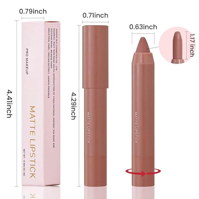 BINGBRUSH Crayon Matte Longwear Lipstick Pack Set,Moisture Smooth Color Stick Ultimate Lip Crayon for Makeup Collection - Waterproof Velvet Lipgloss (2pcs 02#&06#, 2 Count (Pack of 1))