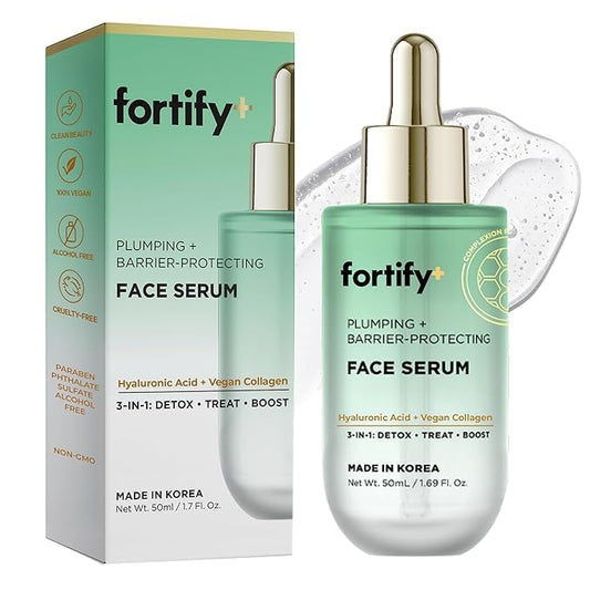 Hyaluronic Acid Serum for Face with Collagen – 3-in-1: Detox, Treat, Boost – Hydrating, Firming, Anti-Aging Serum – Dermatologist Tested Korean Skin Care – Clean Beauty – 1.69 Oz