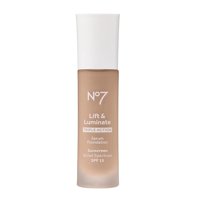No7 Lift & Luminate Triple Action Serum Foundation - Cool Ivory - Medium-Buildable Coverage Foundation with Light Reflecting Particle & SPF 15 for Firmer, More Even Looking Skin (30ml)