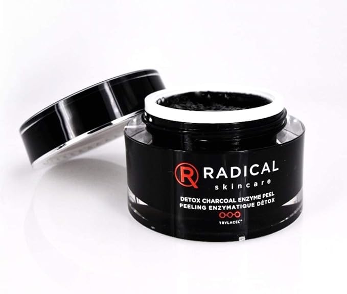 Radical Skincare Detox Charcoal Enzyme Peel - Powerful Formula w/ 11 Fruit Enzymes for Maximum Exfoliation | For All Skin Types Including Sensitive Skin | Cruelty & Paraben Free (1.7 oz, 2 Pack)