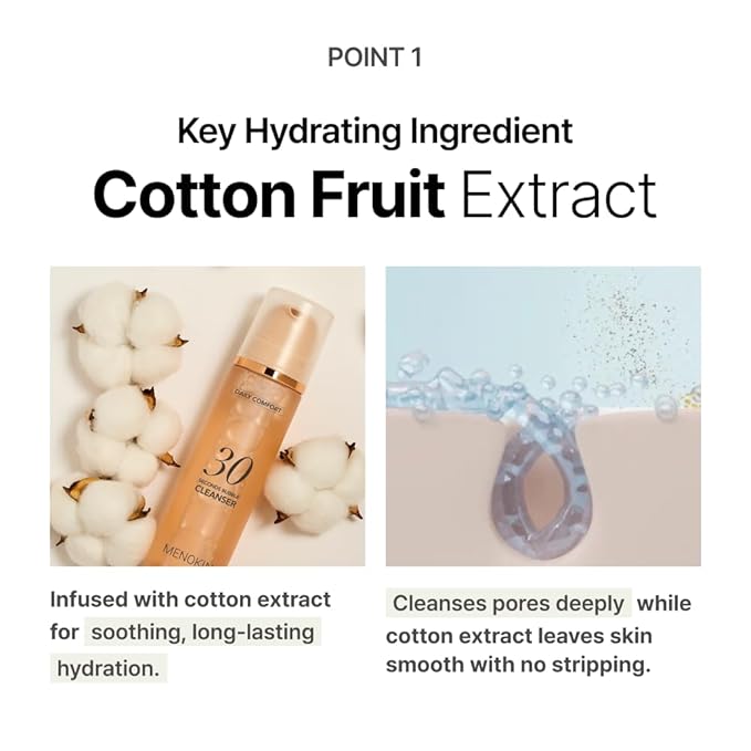 MENOKIN Cotton Cloud Bubble Cleanser [Perfect] EGF Skin Repair, Remove Impurities, Low pH for Sensitive Skin, Hydrating & Non-Stripping, Gentle Face Wash, Foaming bubbles, Korean Skincare 5.07 fl oz