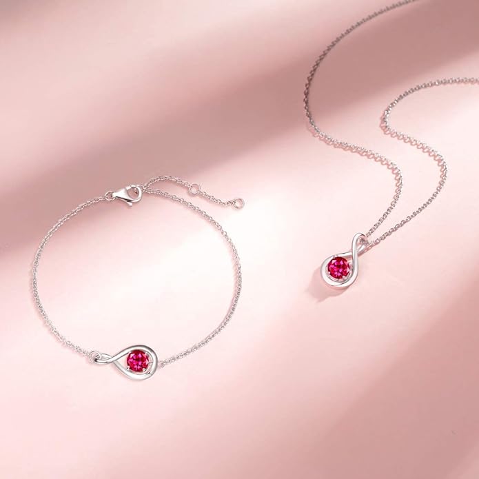 FANCIME Birthstone Necklaces for Women Fine Jewelry Sterling Silver Dainty Infinity Pendant Anniversary Birthday Christmas Gifts for Her Wife Mom Lady Daughter, Chain 16"+2" Extend
