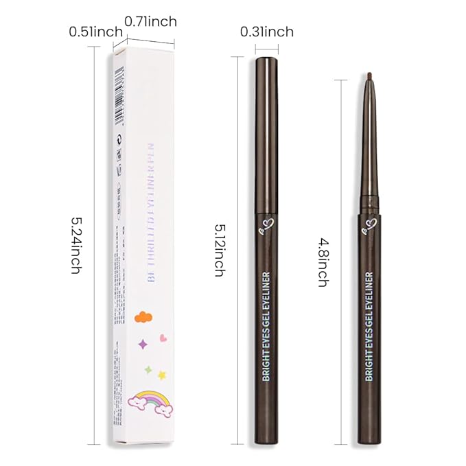 Kaely 1.5mm Skinny Gel Eyeliner Pencil,Brown Cat Eye Liner Makeup Pen,Cream Smooth Eyeliner Crayon,delineador de ojos contra el agua,Waterproof Long Lasting 16 Hour Wear,Vegan & Cruelty Free,02