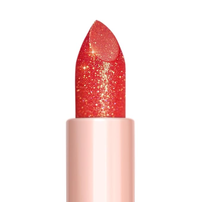 Oulac Moisturizing Coral Red Lipstick - Tinted Lip Balm Infused with Damask Rose Oil Alleviate Lips, Shiny & Lightweight Lip Makeup Vegan & Gluten Free, PG02 Red Coral