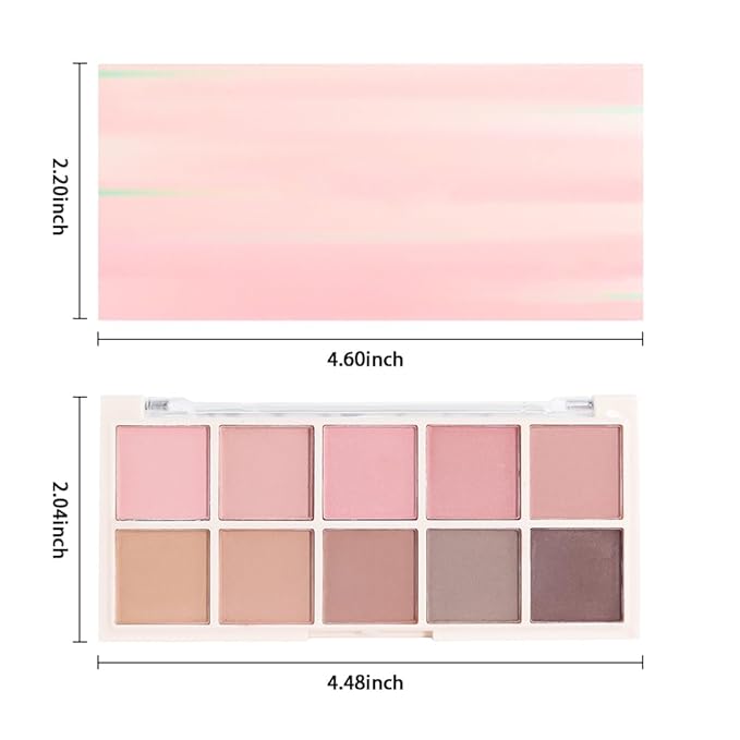 Ten Color Pink Brown Series Matte Eyeshadow Makeup Palette, High-Pigment Eye Shadow, Smooth & Blendable, Everyday Velvety Matte Finish Eye Makeup Looks Box, Vegan & Cruelty-Free, 0.35 Oz 04#