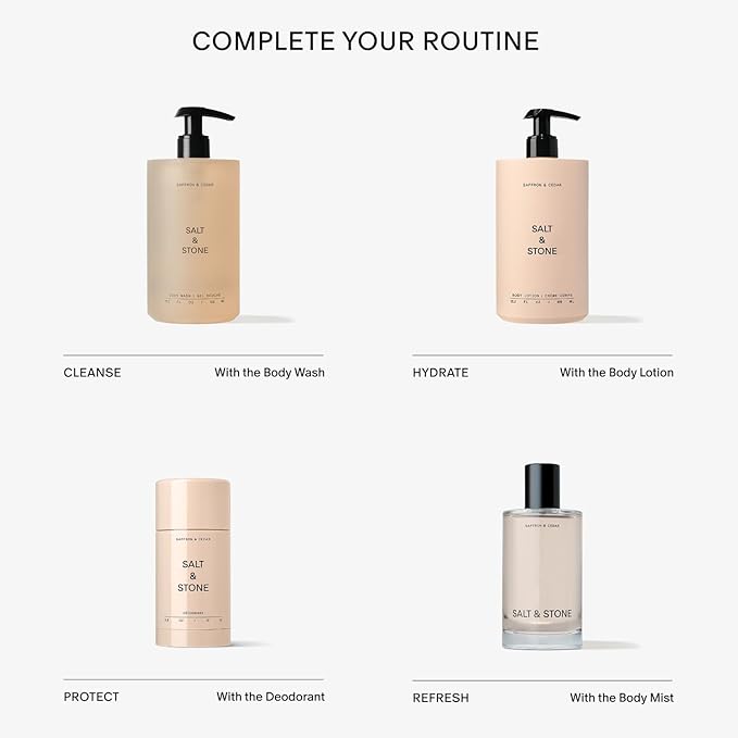 SALT & STONE Aluminum Free Deodorant | Extra Strength 48 Hour Protection for Women & Men | Made with Seaweed Extracts, Shea Butter & Prebiotics (Saffron & Cedar)