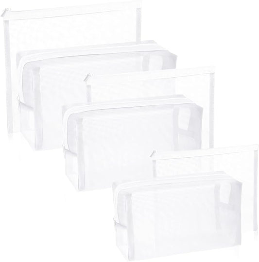 6 Pieces Mesh Makeup Bags Mesh Cosmetic Bag Portable Travel Organizing Zipper Pouch Toiletries Makeup Pouches for Home Office Travel Accessories