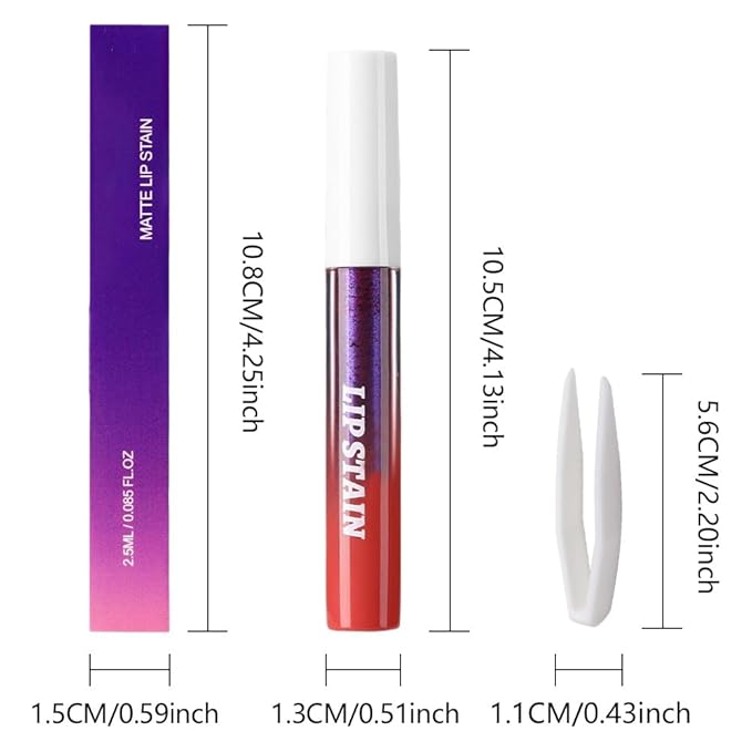Matte Liquid Lip Stain Peel Off Lip liner Tattoo with Tweezer, Orange Red Liquid Lipstick Lipstain Long Lasting Waterproof for Women, Highly Pigmented Not Faded Smudge-proof Easy to Apply, 06