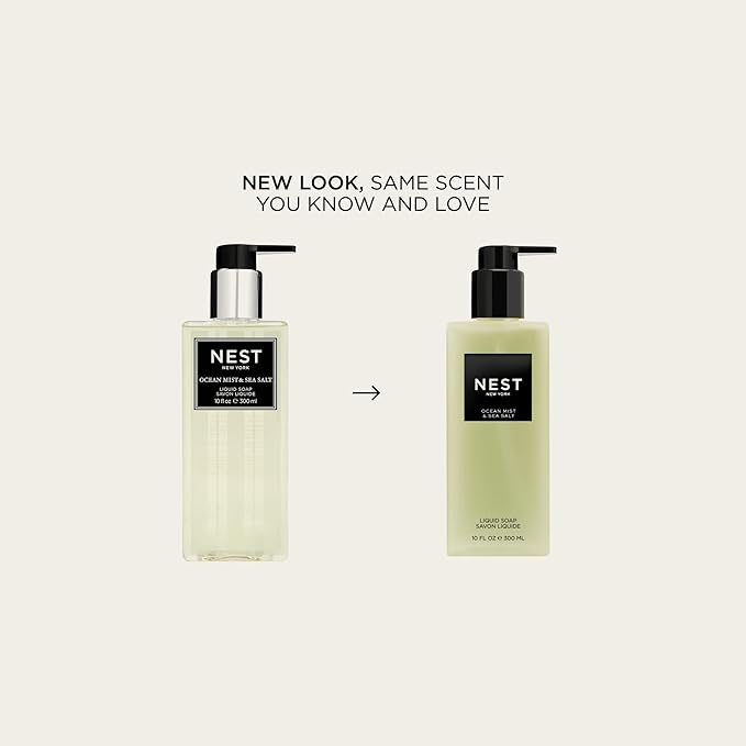 NEST New York Liquid Soap, Ocean Mist & Sea Salt - 10 fl oz - Cleanses & Nourishes Skin - Approx. 300 Pumps Per Bottle - Gluten Free & Cruelty Free
