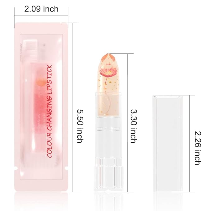 BINGBRUSH Crystal Flower Jelly Color Changing Lipstick,Long Lasting Lip Care Moisturizer Lip Balm Magic Color Change Lip Gloss Lip Tint Stain Matte Makeup Lipstick (01#Pink flower)