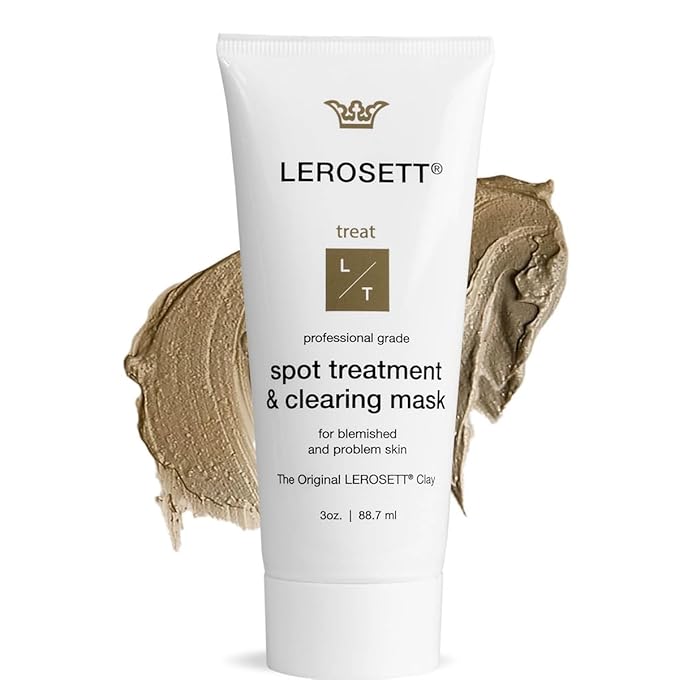 LEROSETT Facial Clay Mask for Acne, Oily Skin, Visibly Tightens Pores. Overnight Spot Treatment for Pimples, Blemishes, Cysts, Blackheads. 100% Natural, Spa-Grade, Made in Sweden Since 1987
