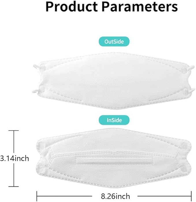 100Pcs KF94 Masks, Individually Wrapped 3D Fish Type Masks for Adult, 4 Layer Protective Face Mask