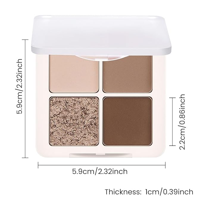 4 Colors Matte Shimmer Eyeshadow Makeup Palette,Champagne Nude Light Dark Brown Natural Neutral Eye Shadow Palette,Long Lasting Waterproof Naturing-Looking Women Girls Eye Shadow
