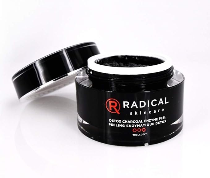 Radical Skincare Detox Charcoal Enzyme Peel - Powerful Formula w/ 11 Fruit Enzymes for Maximum Exfoliation | For All Skin Types Including Sensitive Skin | Cruelty & Paraben Free (1.7 oz)