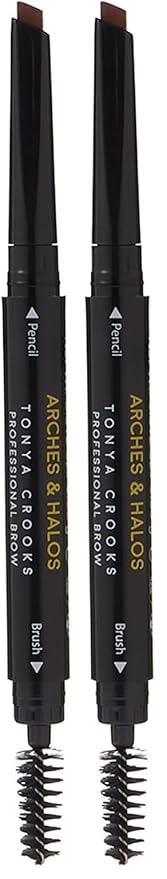 Arches & Halos Angled Brow Shading Pencil - Double Sided Eyebrow Filler and Spoolie - Angled Brush Design for Precise Shaping and Styling - Buildable, Easy Blend Pigment - Auburn - 0.012 oz