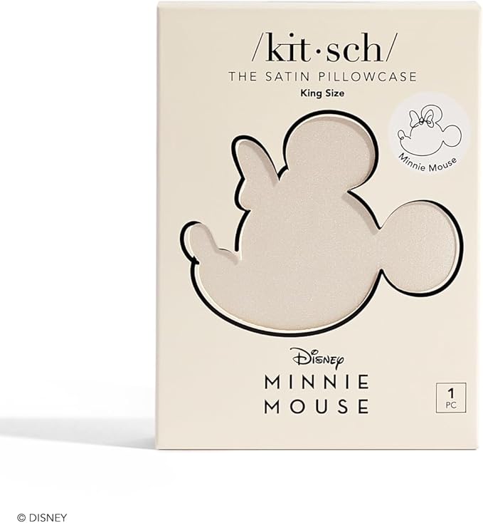Kitsch & Disney Minnie Mouse Satin Pillowcase with Zipper Softer Than Silk, Cooling Pillow Case for Hair & Skin, Wrinkle-Free, Machine Washable, King Size (19x36)