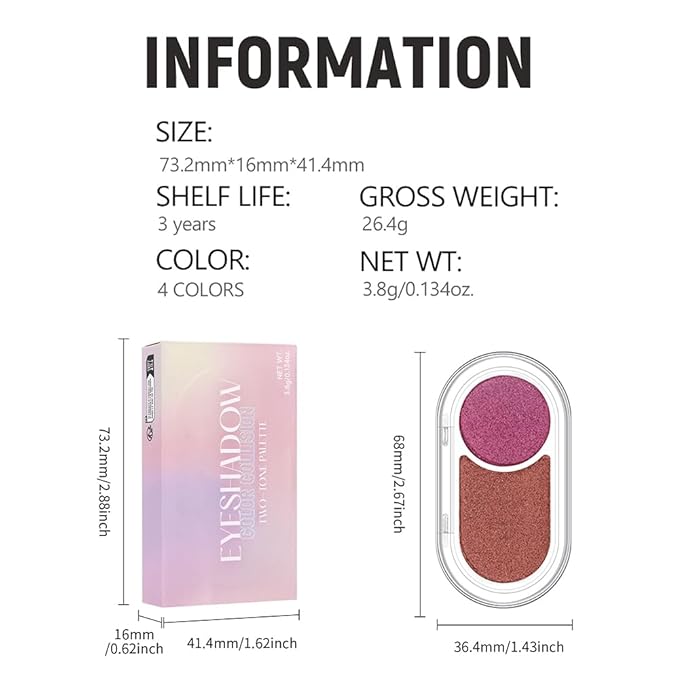 Copper Browm Roses Pink Shimmer Eyeshadow Double Colors Palette, High Pigment Eye Shadow Powder, Blendable Smooth and Texture Waterproof,Smudge-proof,Durable and Long-lasting Makeup Palette 04