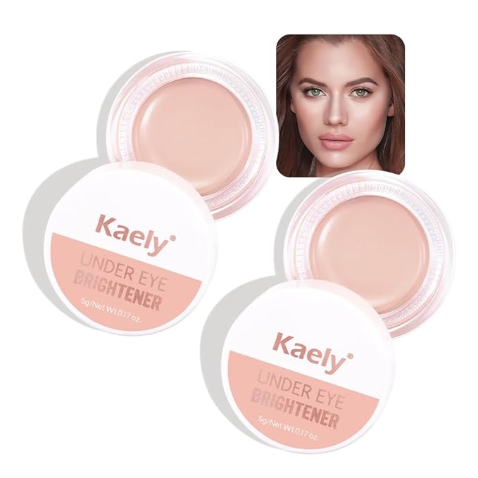 evpct 2Pcs Light Pink under Eye Corrector Brightener Concealers for Older Women Dark Circles, under Eye Cream Pot Concealer Full Coverage Peach Color Corrector Makeup, Nourishing Waterproof