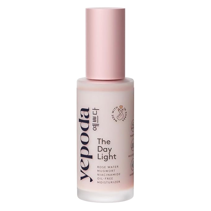Yepoda The Day Light, Oil-Free Purifying Day Moisturizer with Rose Water, Mugwort & Niacinamide, Hydrating Vegan Korean Facial Moisturizer for All Skin Types, 1.69 FL. OZ. (50 ml)