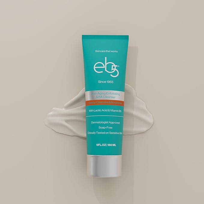 eb5 Exfoliating Aha Cleansing Lotion for Nourishing and Glowing Skin | Moisturizing, Soap-free, Anti-Aging Gentle Cleanser for Men & Women (6 Fl oz)