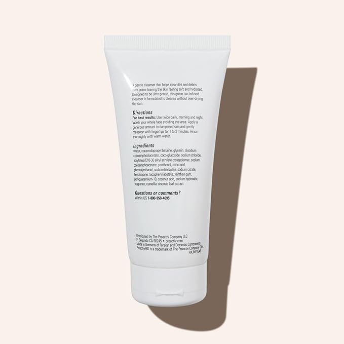 ProactivMD Ultra Gentle Face Cleanser - Daily Face Wash for Sensitive Skin, Soothing Green Tea Facial Wash for All Skin Types - 6 oz.
