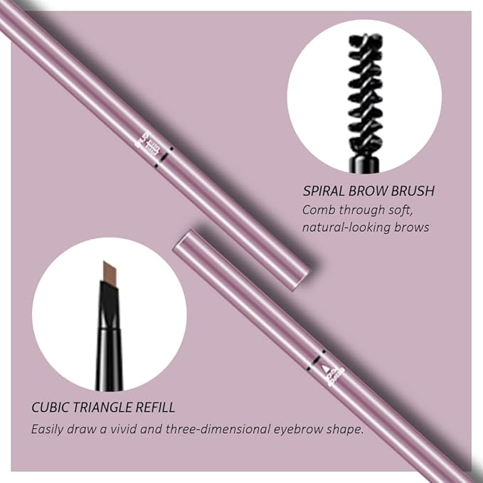 3 Pcs Light Brown Eyebrow Pencils for Women,with Spoolie Brush,Eyebrow Pencil Soft Textured,Waterproof Sweat-proof for Fills in Sparse Areas and Gaps Create a Natural Eye Brow,Vegan & Cruelty-Free