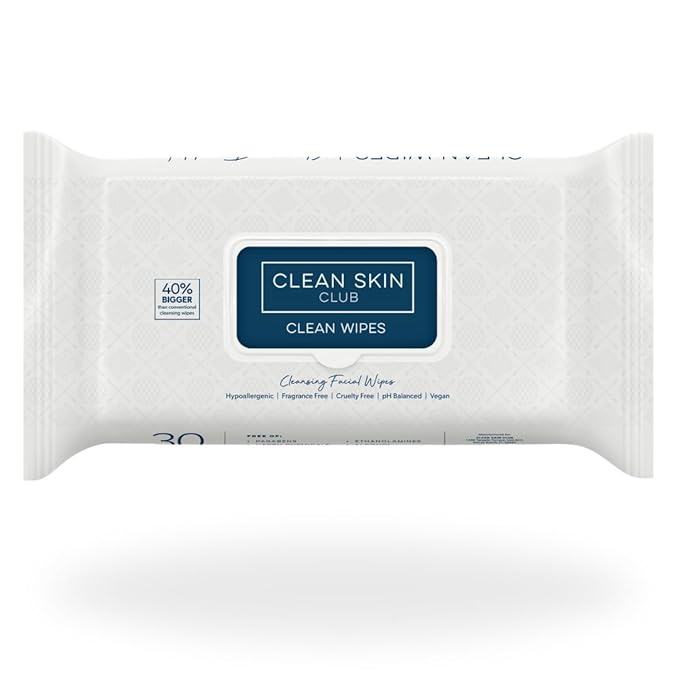 Clean Skin Club XL Premium Face Wipes, Extra Moist Makeup Removing Towelettes, Facial Cleansing Cloth, Fragrance Free, No Alcohol or Chemicals, (30 Ct, 1 Pack)