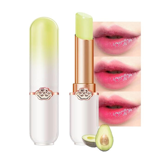 BINGBRUSH Peach Color Changing Lipstick,Moisturizer Long Lasting Lip Care Lip Balm Magic Lip Gloss Lip Tint Stain Gloss Set for Women (1pc Avocado)
