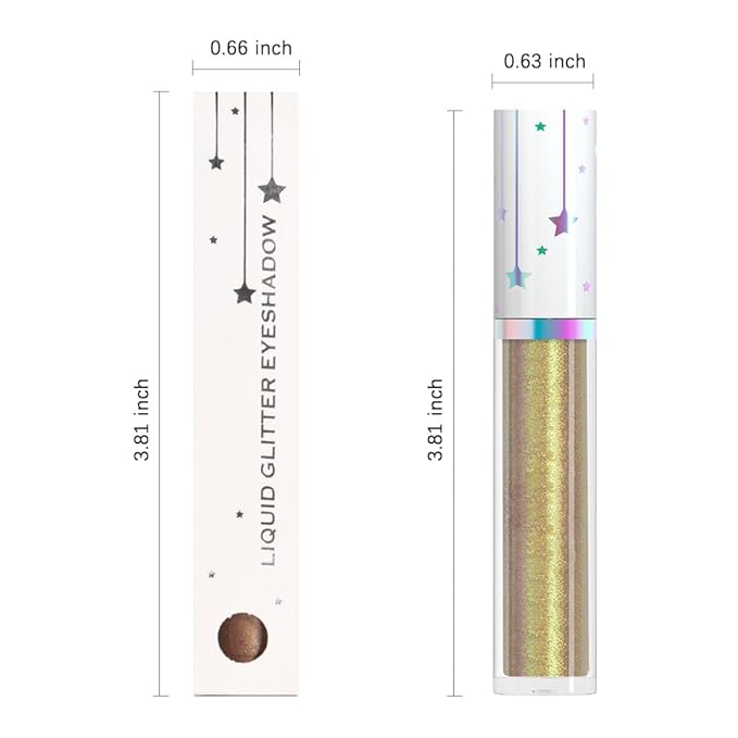 evpct Liquid Shimmery Glitter Eyeshadow Eyeliner, High Pigment Colored Metallic Eyeshadow Stick Eyeliner, Waterproof Long Lasting Sparkle Eye Makeup Set for Women, 14# Satin Sheen Gold