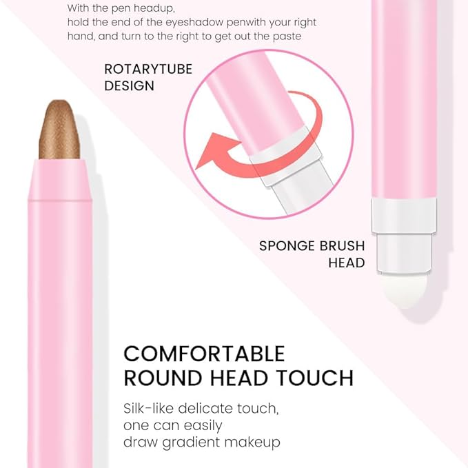 evpct 2Pcs Cream Eye Shadow Brightener Sticks Set for Eyes Waterproof, Light Khaki & Bronze Shimmer Cream Eyeshadow Applicator Stick Long Lasting Pigmented Eye Makeup sombras en crema para ojos 4+20