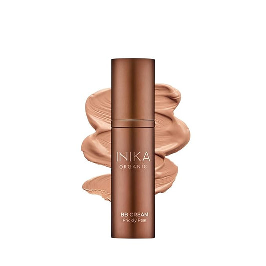 INIKA Organic BB Cream Foundation - Vegan Makeup with Hydrating Prickly Pear, Jojoba, and Pomegranate Seed Oil - Lightweight Glow for Balanced Skin Tone, Tan, 1 fl oz