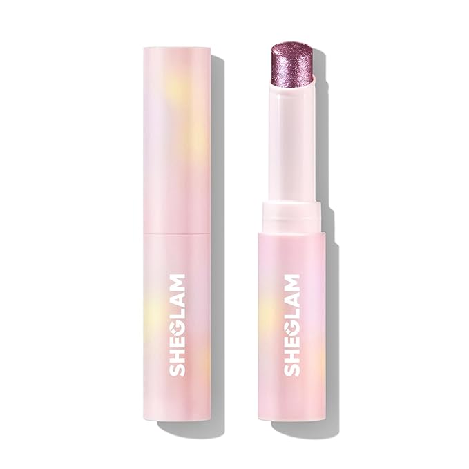 SHEGLAM Crystal Jelly Glaze Stick Eye Shadow Stick Eyeliner Brightener Pencil Crayon with Brush Easy to Blend Long Lasting Shimmer Eyeshadow-Violet Crush