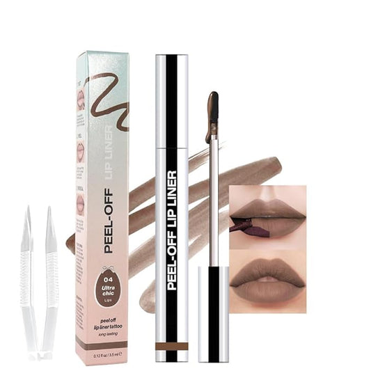 Light Taupe Liquid Matte Lip Liner Stain Peel Off with Tweezer, Long Lasting, Waterproof Matte Lipstick Lip Gloss Tattoo for Women, Transfer-prof Lip Tint Makeup for All Skin Types 04#