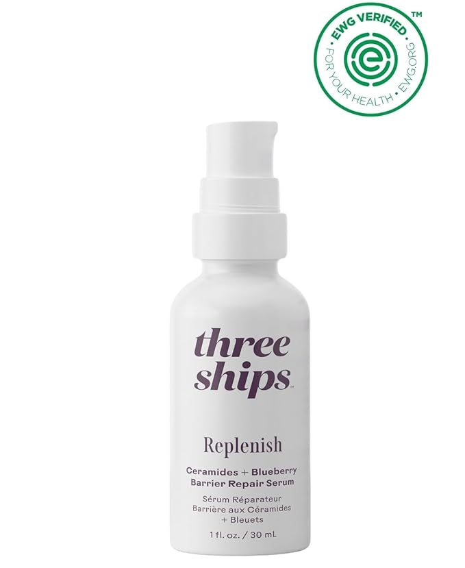Three Ships - Replenish Ceramides + Blueberry Barrier Repair Serum | Hydrate, Soothe, Nourish Skin | Cruelty-Free, Vegan, Paraben-Free, Sensitive Skin Safe (1 fl oz | 30 mL)