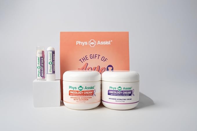 PhysAssist - Comfort kit for Chemo & Radio Patient The Gift of Love, Faith & Support. Standard Size 2-4 oz face and body cream plus lip balm & aromatheraphy inhaler. (STANDARD SIZE 4 OZ)