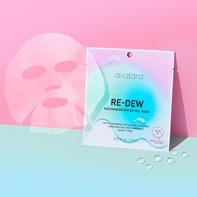 Avatara Dewy Daydream 6-Pack Water-Gel Mask, You C This? Vitamin C Masks, 3 Pack & Re-Dew Niacinamide Water-Gel Masks, 3 Pack | 0.71 fl.oz /21 mg