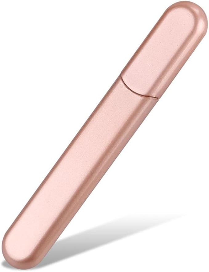 Premium Glass Nail File with Case, Crystal Diamond Salon Best Beauty Nail Buffer for Natural and Acrylic Nails Christmas Gift for Woman and Man,Pink