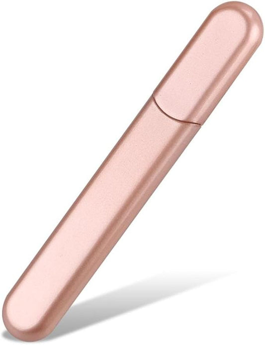 Premium Glass Nail File with Case, Crystal Diamond Salon Best Beauty Nail Buffer for Natural and Acrylic Nails Christmas Gift for Woman and Man,Pink