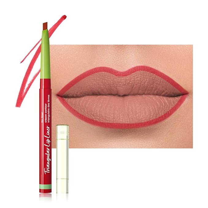 evpct Ruby Red Triangle Lip Liner Pencil Stick for Women, Retractable Lips Liner Pen Triangle Tip for Sculpting & Filling & Plumping, Longwear Lipliners Pencil, Vegan Cruelty Free Lip Filler Plumper